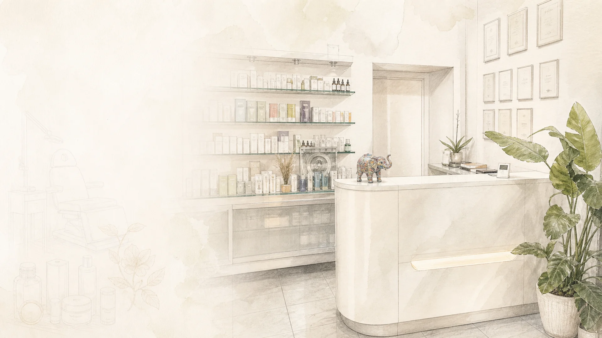 Illustration des Empfangsbereichs von Beauty Accent Kosmetik